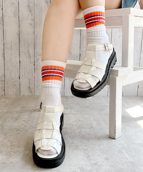 Noubel Voug Relax（ヌーベルヴォーグリラックス）の「グルカデザイン厚底サンダル（サンダル・レディース・ブラック/ホワイト・L/LL/M/S）」の19枚目の写真