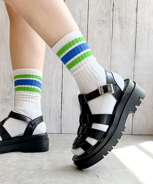 Noubel Voug Relax（ヌーベルヴォーグリラックス）の「グルカデザイン厚底サンダル（サンダル・レディース・ブラック/ホワイト・L/LL/M/S）」の18枚目の写真