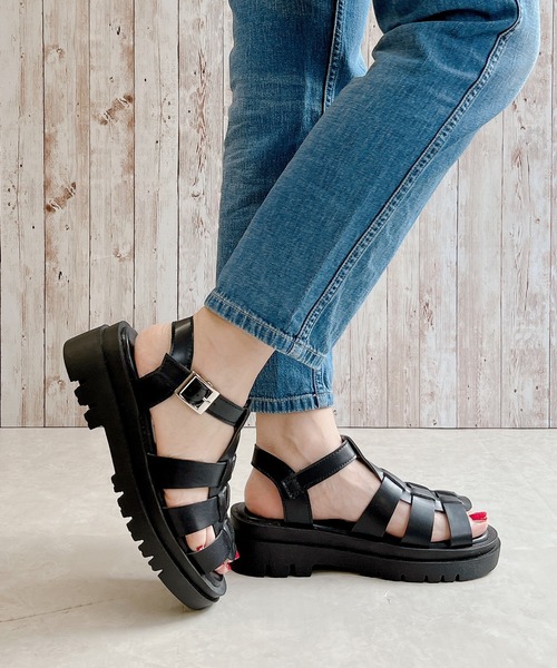 Noubel Voug Relax（ヌーベルヴォーグリラックス）の「グルカデザイン厚底サンダル（サンダル・レディース・ブラック/ホワイト・L/LL/M/S）」の22枚目の写真