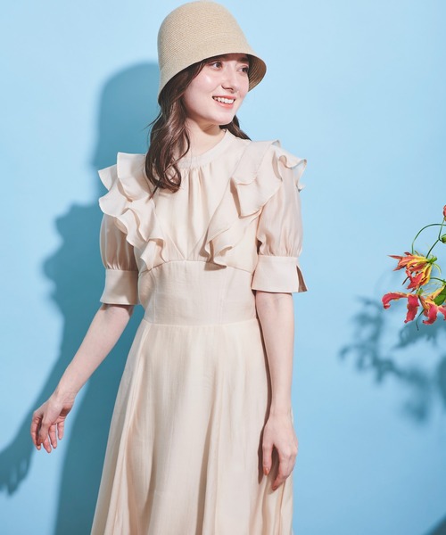 NOELA（ノエラ）の「ワイドウエストフリルワンピース（ワンピース・レディース・ベージュ/ライトグリーン/ラベンダー・S/M）」の16枚目の写真