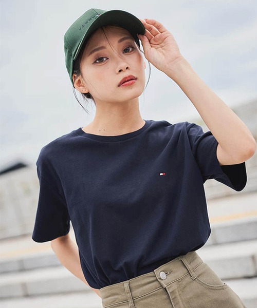 新品 トミーヒルフィガー リンガー 半袖 Tシャツ M マルチロゴ 黒 トミー ヒルフィガー TOMMY HILFIGER 【オンライン限定】【ユニ