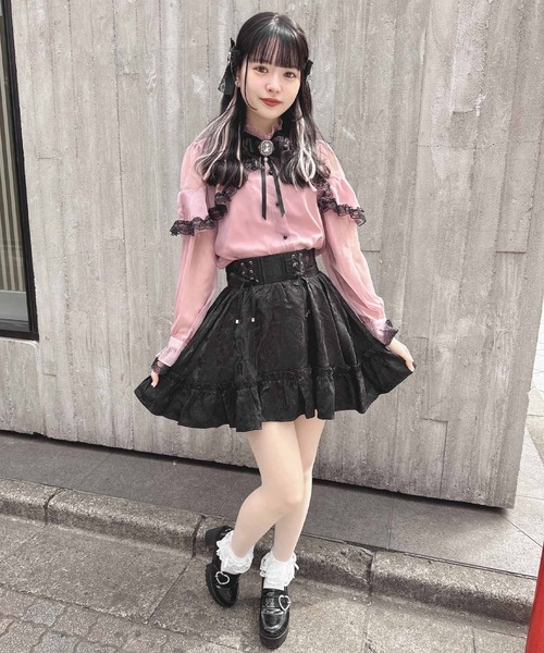 ROJITA（ロジータ）の「レースアップジャガードスカート（スカート・レディース・サックスブルー/ベージュ/ブラック・FREE）」の2枚目の写真