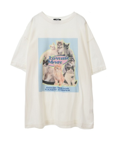 Candy Stripper(キャンディストリッパー)の「LOVE ME MORE BIG Tシャツ(Tシャツ/カットソー・レディース・ブラック/オフホワイト/ピンク・2)」の2枚目の写真