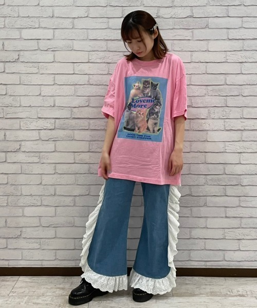 Candy Stripper(キャンディストリッパー)の「LOVE ME MORE BIG Tシャツ(Tシャツ/カットソー・レディース・ブラック/オフホワイト/ピンク・2)」の16枚目の写真