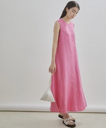 SALON adam et rope' | 【セットアップ対応・手洗い可能】麻ツイルノースリーブフレアワンピース(ワンピース)