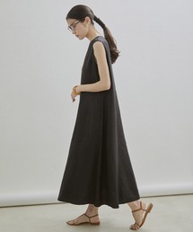 SALON adam et rope' | 【セットアップ対応・手洗い可能】麻ツイルノースリーブフレアワンピース(ワンピース)