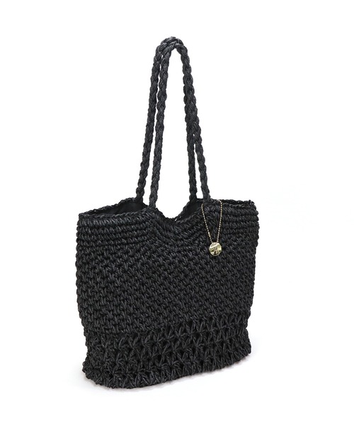 Bermosa（ベルモサ）の「かご編み トートバッグ かごバッグ（かごバッグ・レディース・ブラック/ベージュ/グレー/アイボリー・FREE）」の6枚目の写真