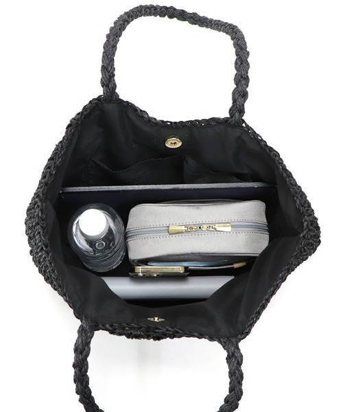 Bermosa（ベルモサ）の「かご編み トートバッグ かごバッグ（かごバッグ・レディース・ブラック/ベージュ/グレー/アイボリー・FREE）」の11枚目の写真