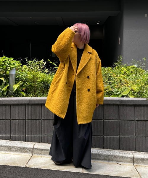 ハッピージョン　ウールブレンドシャギーコクーンPコート　happy john wool blend shaggy cocoon p coat/ウールブレンドシャギーコクーンP