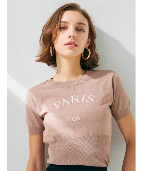 Soir,5 COCOTTE PARIS(ソワールイブニングココットパリ)の「PARIS ニットトップス(Tシャツ/カットソー・レディース・ピンクベージュ/ネイビー/ホワイト/ブラック・FREE)」の4枚目の写真