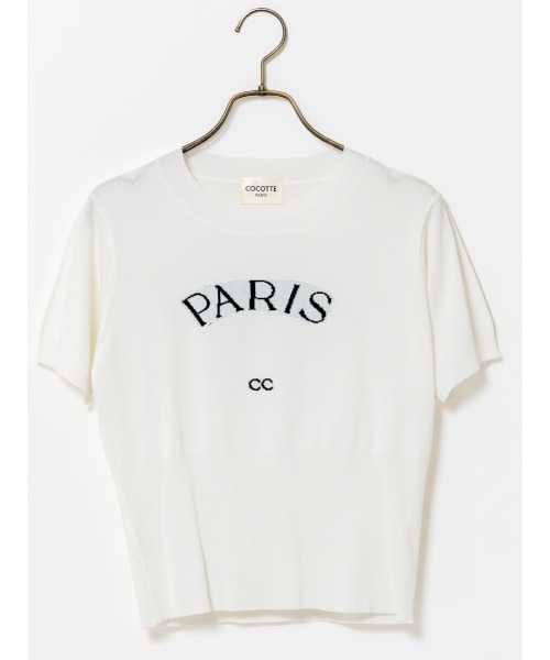 Soir,5 COCOTTE PARIS(ソワールイブニングココットパリ)の「PARIS ニットトップス(Tシャツ/カットソー・レディース・ピンクベージュ/ネイビー/ホワイト/ブラック・FREE)」の2枚目の写真