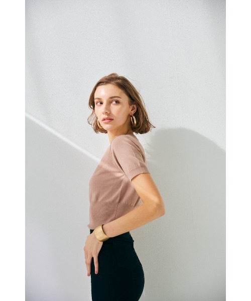 Soir,5 COCOTTE PARIS(ソワールイブニングココットパリ)の「PARIS ニットトップス(Tシャツ/カットソー・レディース・ピンクベージュ/ネイビー/ホワイト/ブラック・FREE)」の5枚目の写真