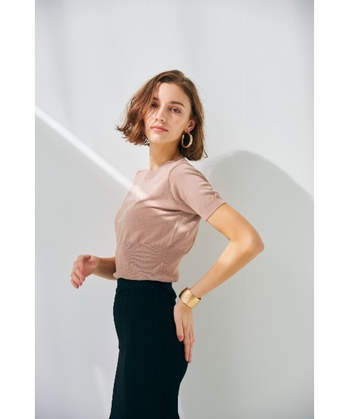 Soir,5 COCOTTE PARIS(ソワールイブニングココットパリ)の「PARIS ニットトップス(Tシャツ/カットソー・レディース・ピンクベージュ/ネイビー/ホワイト/ブラック・FREE)」の8枚目の写真