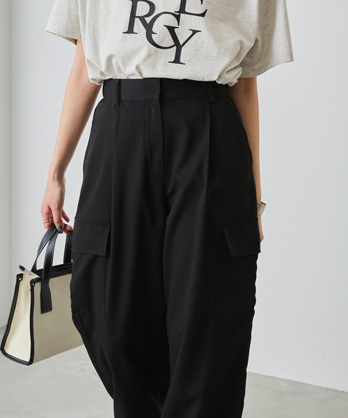 forksy.(フォルクシー)の「【forksy.】スラックスワイドカーゴパンツ(カーゴパンツ・レディース・グレー/ブラック・S/M/L)」の5枚目の写真