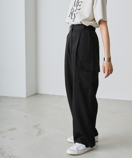forksy.(フォルクシー)の「【forksy.】スラックスワイドカーゴパンツ(カーゴパンツ・レディース・グレー/ブラック・S/M/L)」の8枚目の写真