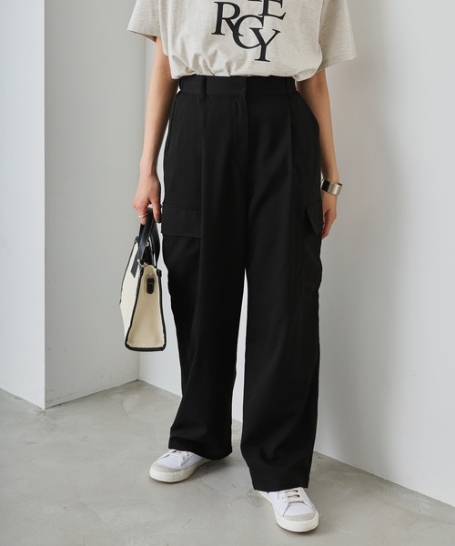 forksy.(フォルクシー)の「【forksy.】スラックスワイドカーゴパンツ(カーゴパンツ・レディース・グレー/ブラック・S/M/L)」の10枚目の写真