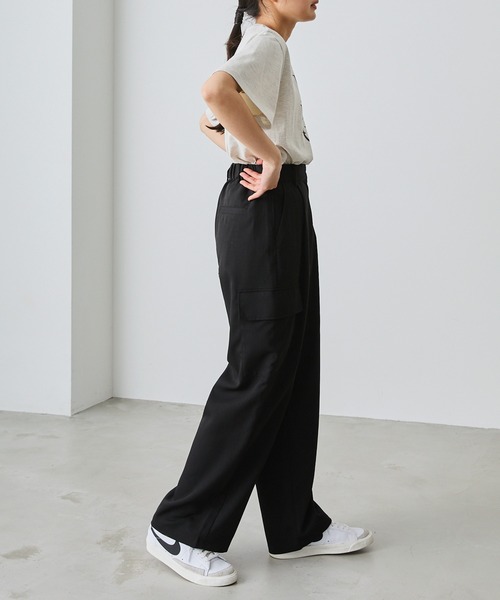 forksy.(フォルクシー)の「【forksy.】スラックスワイドカーゴパンツ(カーゴパンツ・レディース・グレー/ブラック・S/M/L)」の13枚目の写真