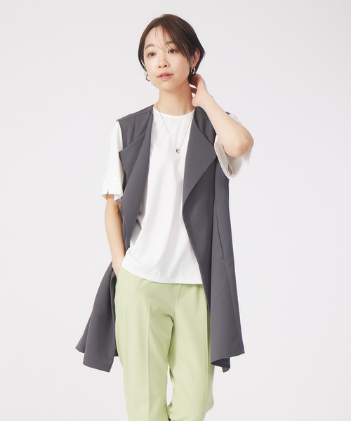 qualite（カリテ）の「《セットアップ対応》ドライクロスドレープジレ（ベスト・レディース・チャコールグレー/カーキ・フリー）」の2枚目の写真