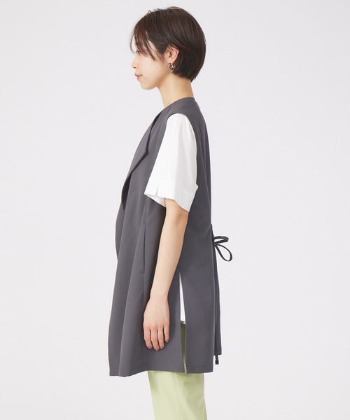 qualite（カリテ）の「《セットアップ対応》ドライクロスドレープジレ（ベスト・レディース・チャコールグレー/カーキ・フリー）」の7枚目の写真