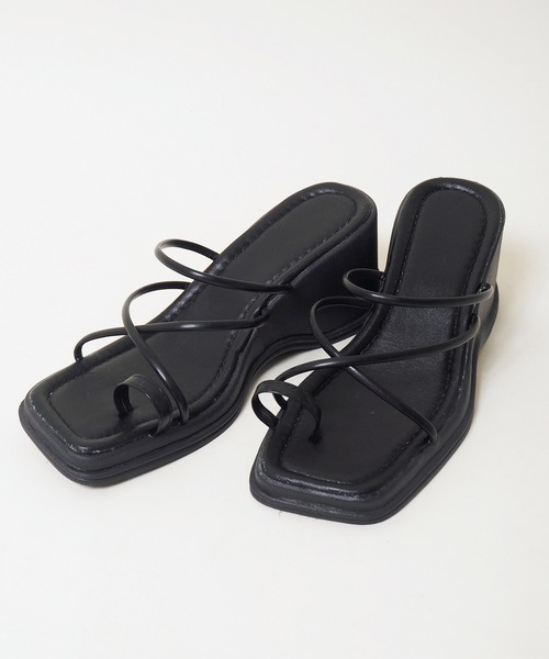 Crisp（クリスプ）の「バルキーヒールコードサンダル（サンダル・レディース・ブラック/アイボリー・36/37/38）」の20枚目の写真