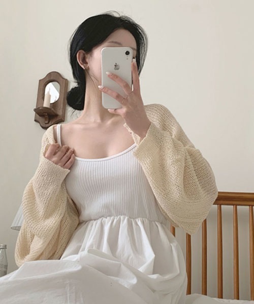 BEIDELLI（ベイデリー）の「[BELLIDE MADE] ルーズフィットサマーボレロカーディガン（カーディガン/ボレロ・レディース・ピンク/ベージュ/アイボリー・FREE）」の2枚目の写真