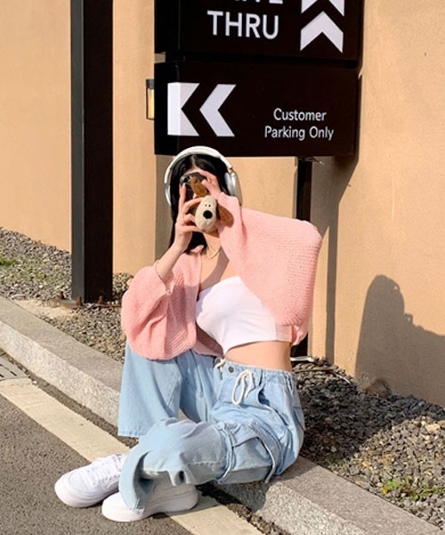 BEIDELLI（ベイデリー）の「[BELLIDE MADE] ルーズフィットサマーボレロカーディガン（カーディガン/ボレロ・レディース・ピンク/ベージュ/アイボリー・FREE）」の11枚目の写真