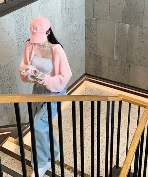 BEIDELLI（ベイデリー）の「[BELLIDE MADE] ルーズフィットサマーボレロカーディガン（カーディガン/ボレロ・レディース・ピンク/ベージュ/アイボリー・FREE）」の9枚目の写真