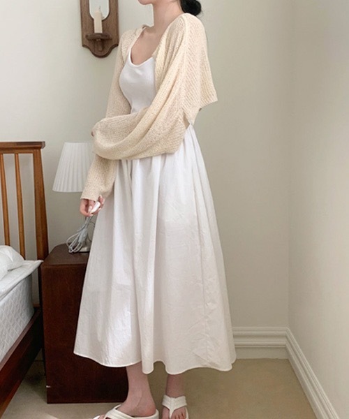 BEIDELLI（ベイデリー）の「[BELLIDE MADE] ルーズフィットサマーボレロカーディガン（カーディガン/ボレロ・レディース・ピンク/ベージュ/アイボリー・FREE）」の15枚目の写真