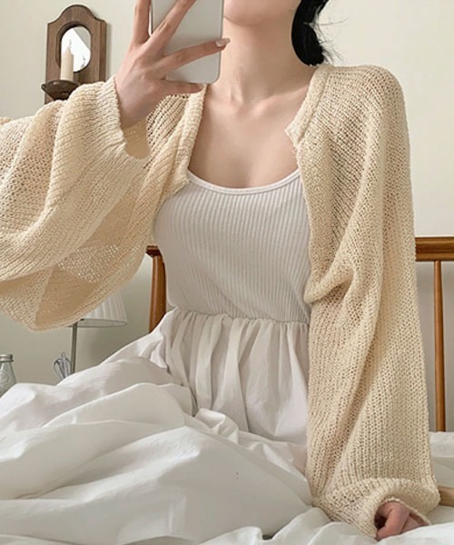 BEIDELLI（ベイデリー）の「[BELLIDE MADE] ルーズフィットサマーボレロカーディガン（カーディガン/ボレロ・レディース・ピンク/ベージュ/アイボリー・FREE）」の17枚目の写真