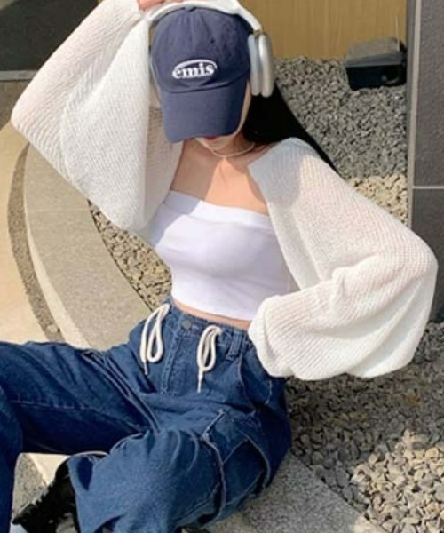 BEIDELLI（ベイデリー）の「[BELLIDE MADE] ルーズフィットサマーボレロカーディガン（カーディガン/ボレロ・レディース・ピンク/ベージュ/アイボリー・FREE）」の22枚目の写真