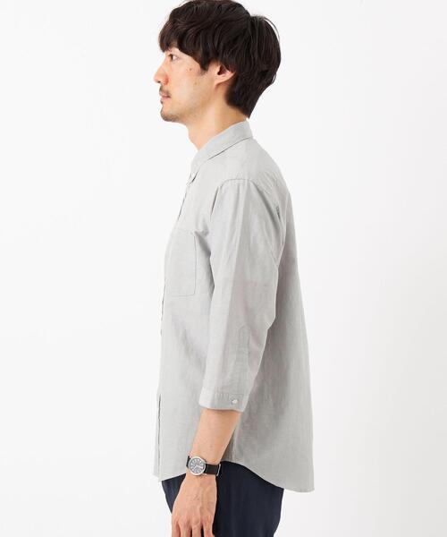 green label relaxing(グリーンレーベルリラクシング)の「イージーリネン ボタンダウンカラー 7分袖 シャツ(シャツ/ブラウス・メンズ・グレー/ケリー/ロイヤルブルー・S/M/XL/L/XXL)」の6枚目の写真
