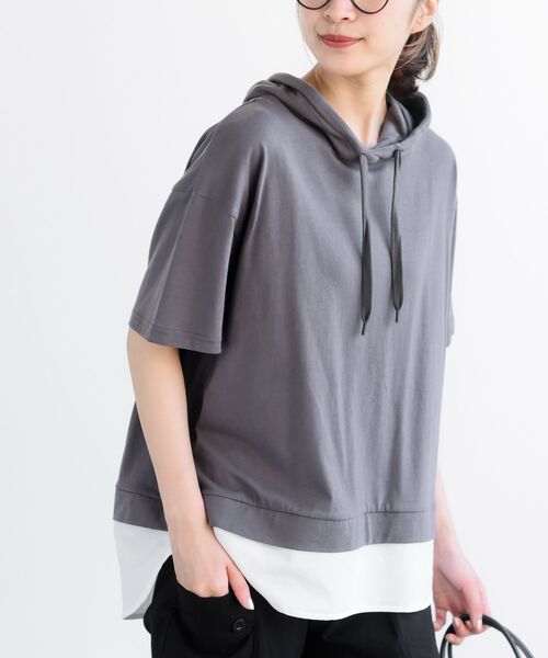 rps（アールピーエス）の「フェイクレイヤードカットパーカー（パーカー・レディース・ブラック/ブルー/カーキ/ベージュ系その他/チャコールグレー/グレー/その他・フリー）」の3枚目の写真