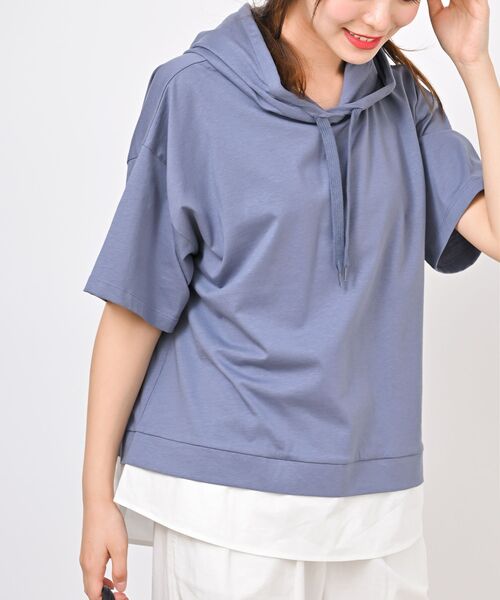 rps（アールピーエス）の「フェイクレイヤードカットパーカー（パーカー・レディース・ブラック/ブルー/カーキ/ベージュ系その他/チャコールグレー/グレー/その他・フリー）」の6枚目の写真