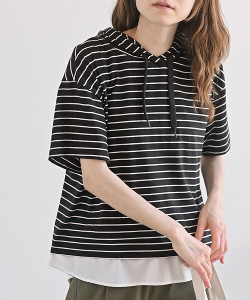 rps（アールピーエス）の「フェイクレイヤードカットパーカー（パーカー・レディース・ブラック/ブルー/カーキ/ベージュ系その他/チャコールグレー/グレー/その他・フリー）」の7枚目の写真