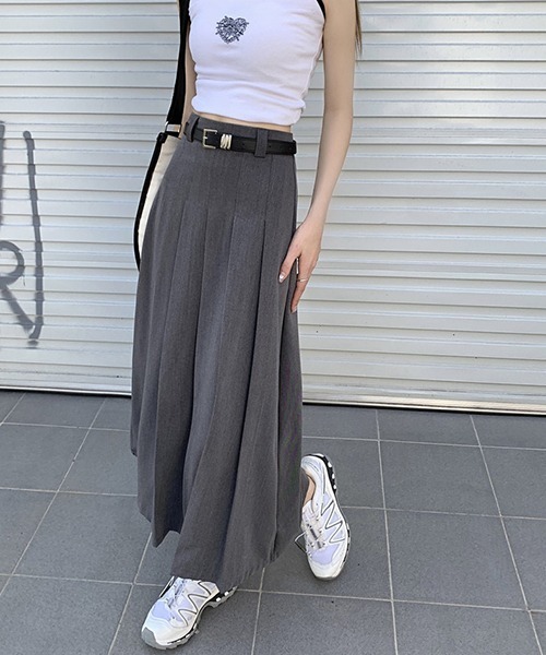Chick（チック）の「▲pleat long skirt/プリーツロングスカート（スカート・レディース・グレー/ブラック・S/M/L）」の14枚目の写真
