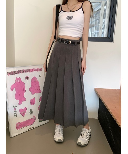 Chick（チック）の「▲pleat long skirt/プリーツロングスカート（スカート・レディース・グレー/ブラック・S/M/L）」の12枚目の写真