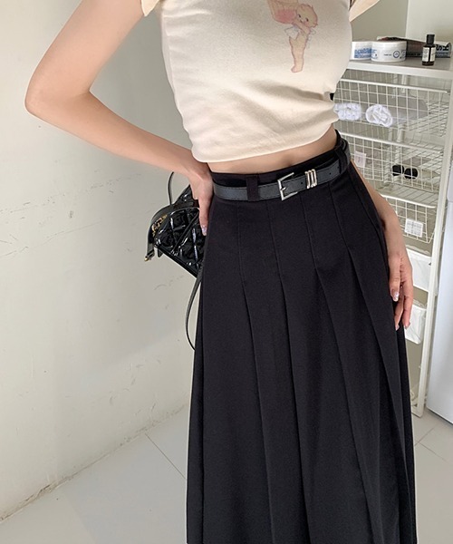 Chick（チック）の「▲pleat long skirt/プリーツロングスカート（スカート・レディース・グレー/ブラック・S/M/L）」の3枚目の写真