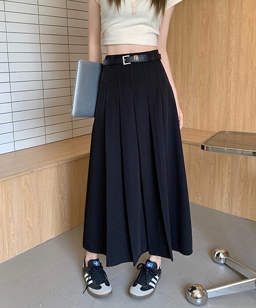 Chick（チック）の「▲pleat long skirt/プリーツロングスカート（スカート・レディース・グレー/ブラック・S/M/L）」の6枚目の写真