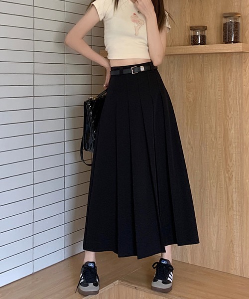 Chick（チック）の「▲pleat long skirt/プリーツロングスカート（スカート・レディース・グレー/ブラック・S/M/L）」の4枚目の写真