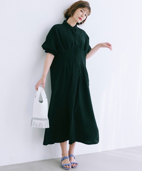 haco!(ハコ)の「【スザンヌさんコラボ】着心地も気分も向上!のびのび過ごせる やわらか素材の包み込みONE-PIECE by LOVE&PEACE PROJECT(ワンピース・レディース・ブラック/ピンク・SMALL/MEDIUM/LARGE/X-LARGE)」の2枚目の写真