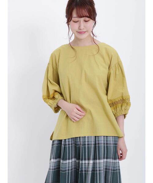 Samansa Mos2(サマンサ モスモス)の「袖レース切替Tブラウス(シャツ/ブラウス・レディース・イエロー/パープル/ブラウン/ブラック/オフホワイト/グリーン・F)」の7枚目の写真