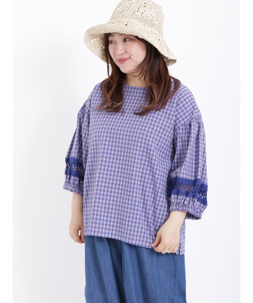 Samansa Mos2(サマンサ モスモス)の「袖レース切替Tブラウス(シャツ/ブラウス・レディース・イエロー/パープル/ブラウン/ブラック/オフホワイト/グリーン・F)」の5枚目の写真