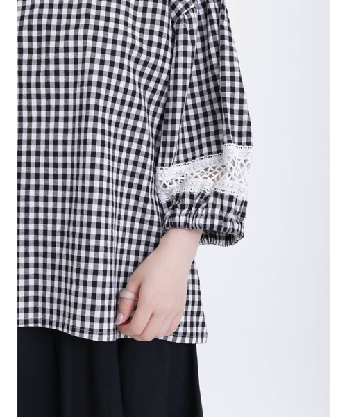 Samansa Mos2(サマンサ モスモス)の「袖レース切替Tブラウス(シャツ/ブラウス・レディース・イエロー/パープル/ブラウン/ブラック/オフホワイト/グリーン・F)」の18枚目の写真