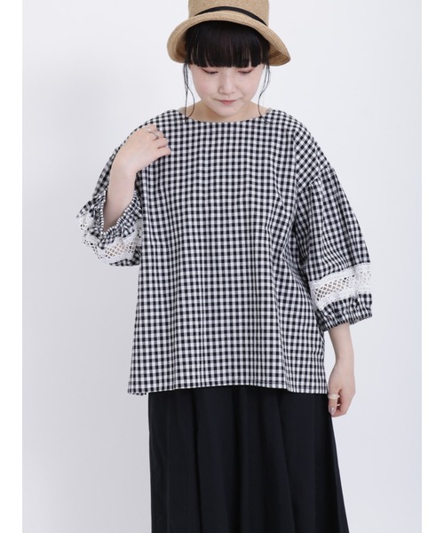 Samansa Mos2(サマンサ モスモス)の「袖レース切替Tブラウス(シャツ/ブラウス・レディース・イエロー/パープル/ブラウン/ブラック/オフホワイト/グリーン・F)」の20枚目の写真