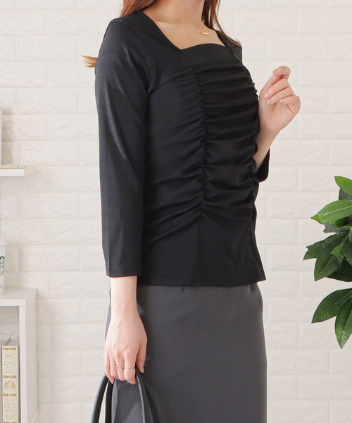 Lace Ladies(レースレディース)の「7分袖ギャザーフロントプルオーバー(シャツ/ブラウス・レディース・ブラック/ホワイト・M/XL/S/L)」の12枚目の写真