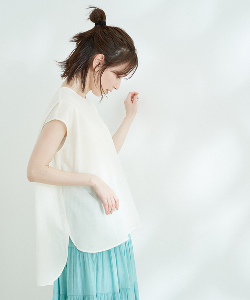 Jayro(ジャイロ)の「キャンブリックフレンチ袖シャツブラウス(シャツ/ブラウス・レディース・イエロー/グリーン/ホワイト系その他/ピンク/ブルー/ブラック・M)」の1枚目の写真