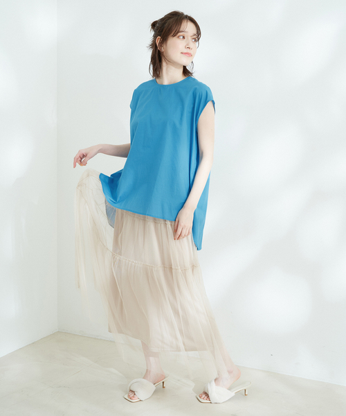 Jayro(ジャイロ)の「キャンブリックフレンチ袖シャツブラウス(シャツ/ブラウス・レディース・イエロー/グリーン/ホワイト系その他/ピンク/ブルー/ブラック・M)」の9枚目の写真