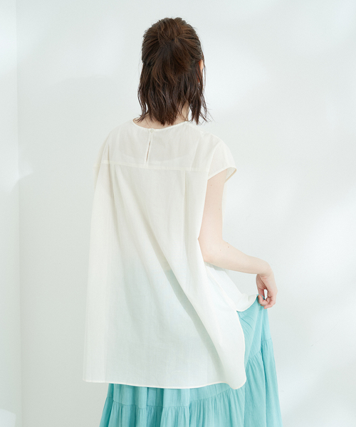 Jayro(ジャイロ)の「キャンブリックフレンチ袖シャツブラウス(シャツ/ブラウス・レディース・イエロー/グリーン/ホワイト系その他/ピンク/ブルー/ブラック・M)」の14枚目の写真