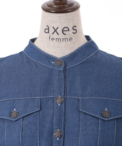 axes femme(アクシーズファム)の「ベルト付デニムワンピース(ワンピース・レディース・インディゴブルー/ホワイト/ワンウォッシュ・FREE)」の17枚目の写真
