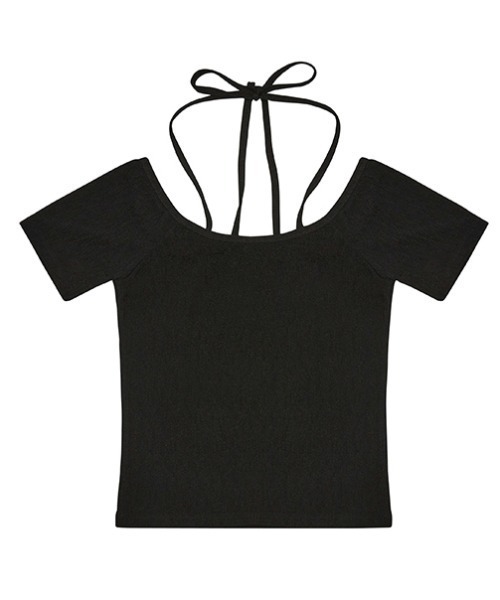 LUVISTRUE(ラヴイズトゥルー)の「A'GEM/9 × .kom『LUV IS TRUE/ラブ イズ トゥルー』 OFF SHOULDER TEE/オフショルダー Tシャツ 半袖 カットソー(Tシャツ/カットソー・レディース・ホワイト/ブラック・FREE)」の4枚目の写真